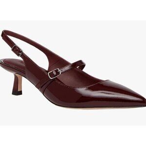 PAIGE Burgundy Patent Leather Maggie Pump Kitten Heel Size 7